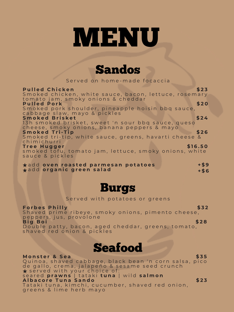 Ucluelet Restaurant Menu